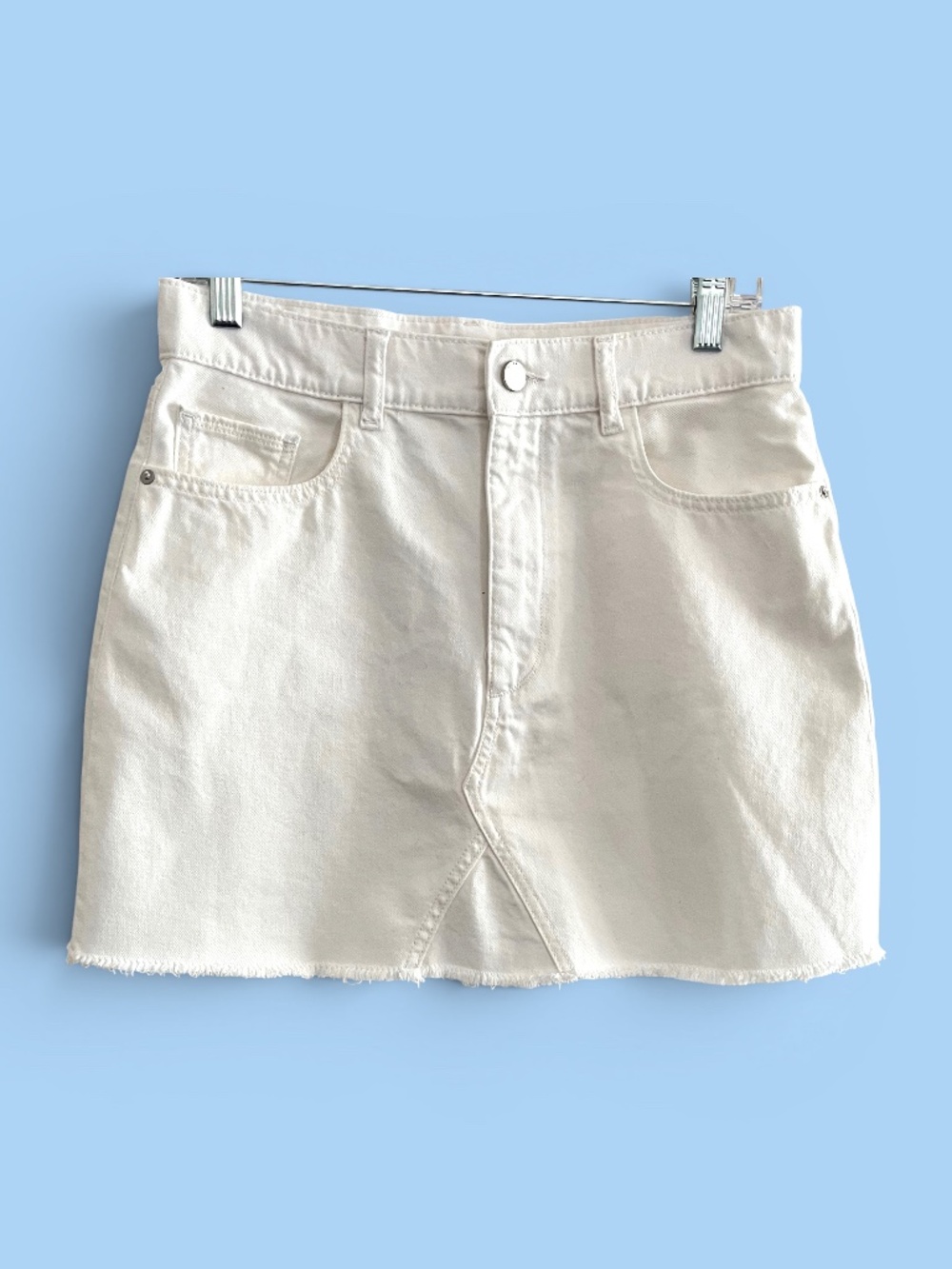 DL1961 All-Cotton White Denim Mini A-Line Skirt Size 28